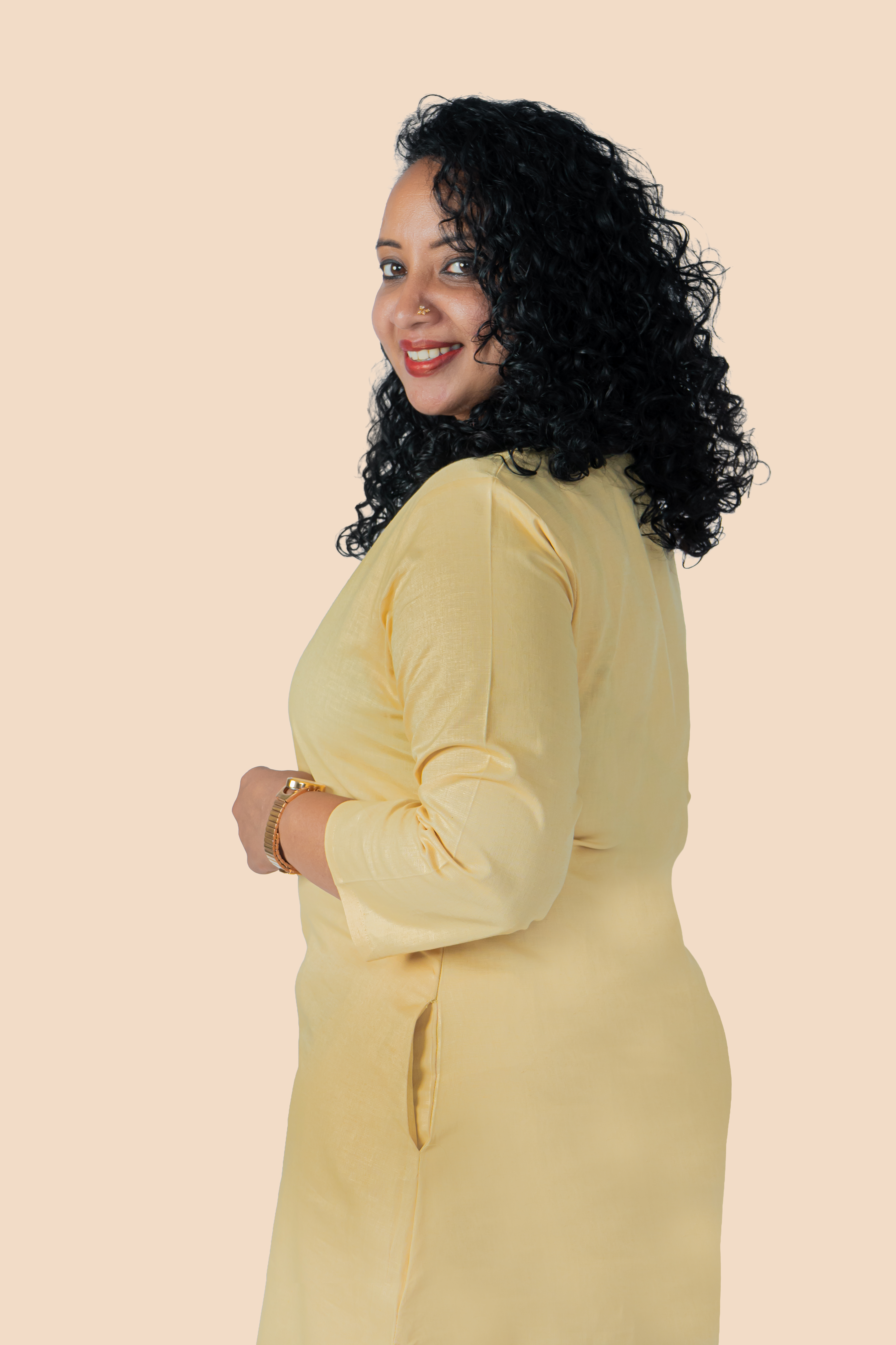 Linen Co-ord Set – Beige, styled view